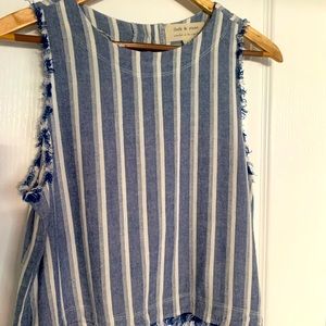 Cloth & Stone M cropped striped tank, back buttons